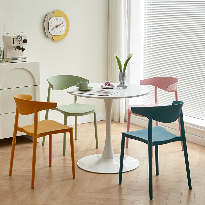 Curved-Arm Stackable Plastic Chair