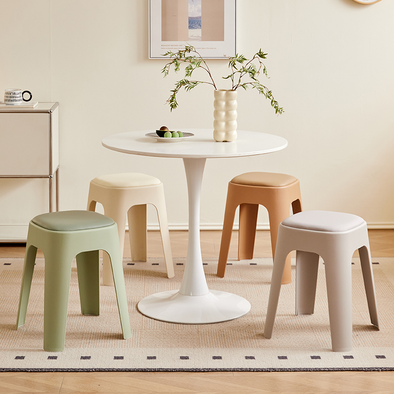 Fabric-Top Two-Tone Stackable Stool