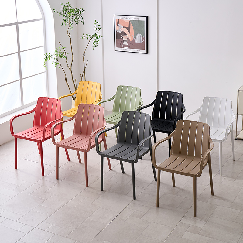 Slatted-Back Plastic Armchair