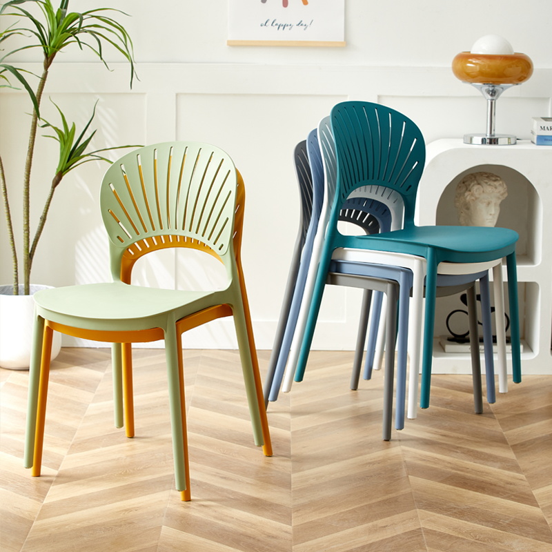 Slatted-Back Stackable Plastic Chair